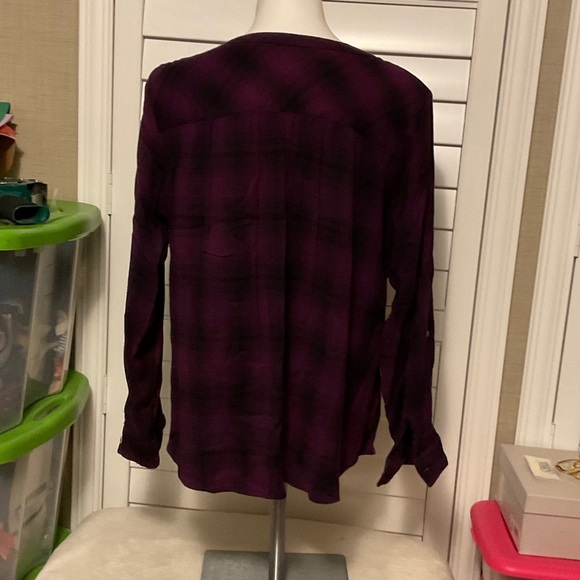 Rebecca Malone Purple Plaid Button-Down Shirt - Picture 4 of 8